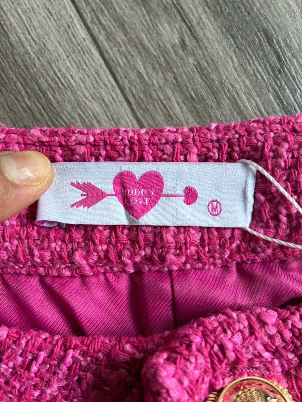 Buddy Love Hot Pink Tweed High-Waist Pocket Shorts - Picture 3 of 16